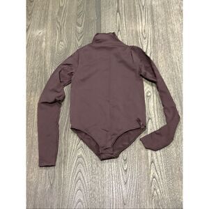 NWOT SKIMS Long Sleeve Bodysuit Shapewear Mock Neck Stretch Brown Size S/M